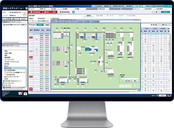 図2 CLINILAN Tc（中央に CLINILOG Tcの画面を表示）